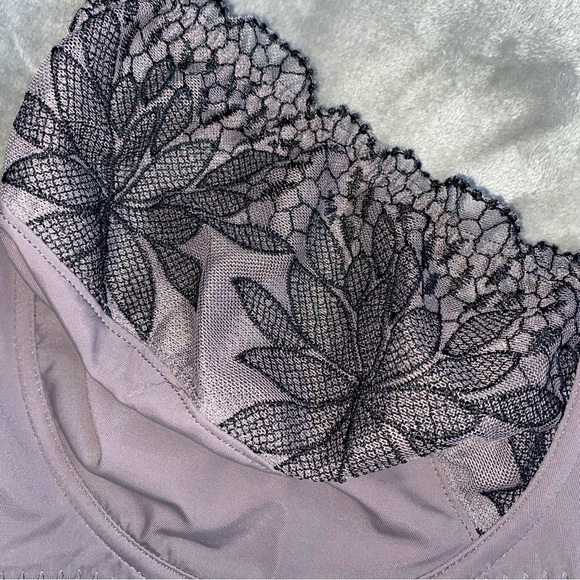 Curves Muse Underwire Bra Size 46DDD Gray Minimizer Lace Bow Adjustable NWT - Picture 2 of 5